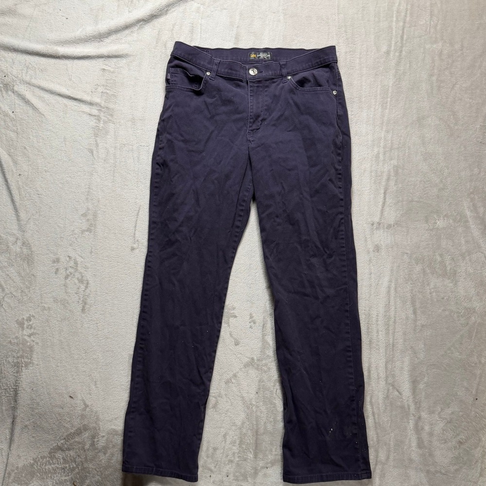 Lee Men Relaxed Fit Straight Leg Mid Rise Dark Wash Jeans Size 10‎